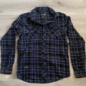 Fox Blue and Black Plaid Button-Down Shirt